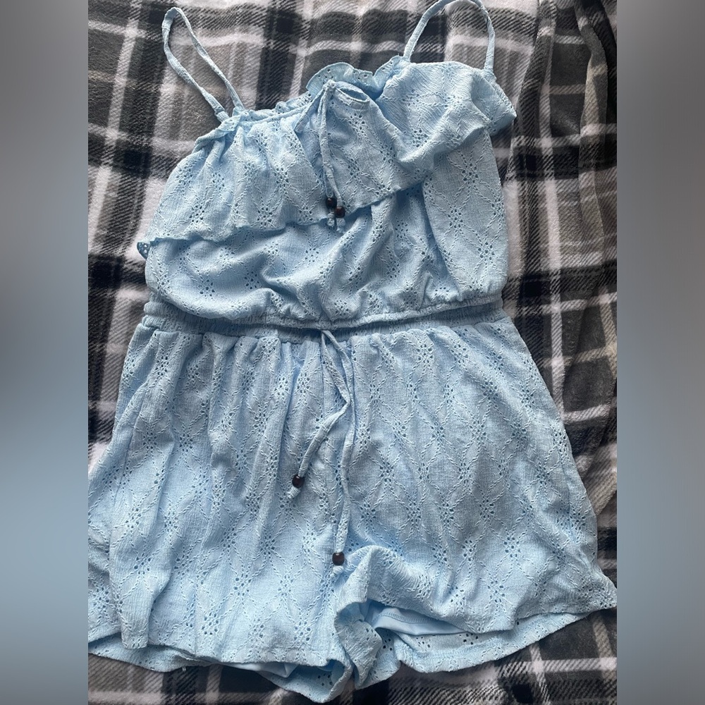 A blue two piece outfit